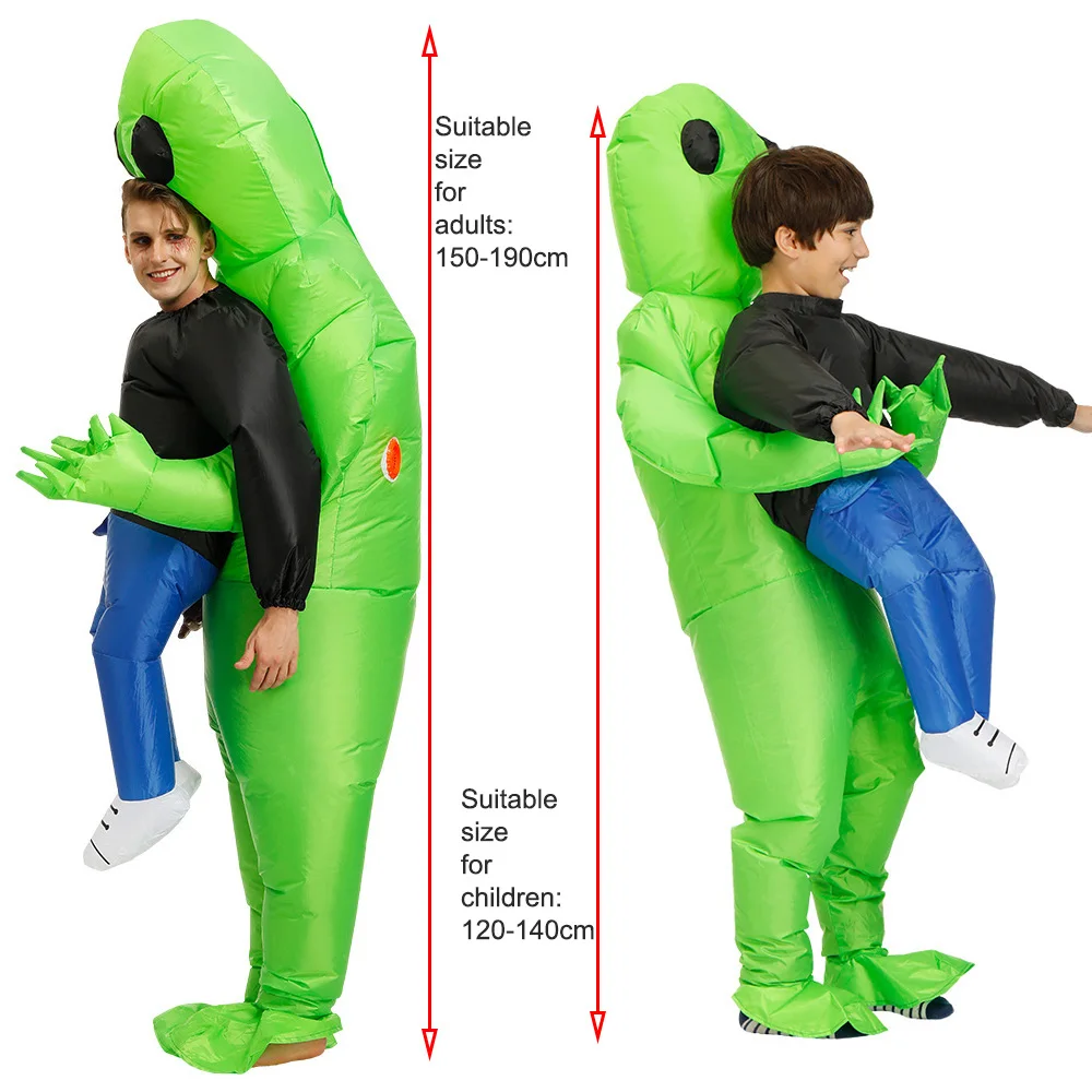 

Adult Inflatable Monster Costume Xmas Green Alien Carrying Human Cosplay Party