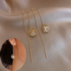 Новые Элегантные ажурные Серьги-кисточки с цветком из циркона, длинные серьги-кисточки, геометрические ажурные шарики для женщин, праздничные необычные серьги для девочек