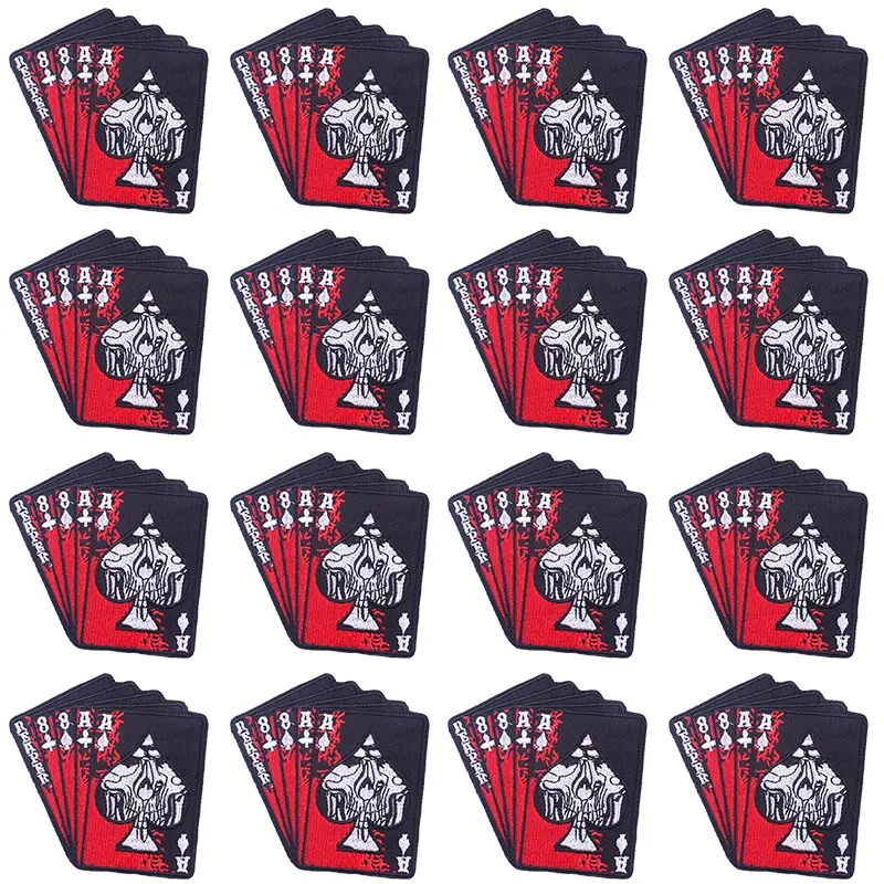 

Wholesale 10Pcs Poker Iron on Patches For Clothing Thermoadhesive Patches Punk Embroidery Patch On Stickers DIY Badge Stripe