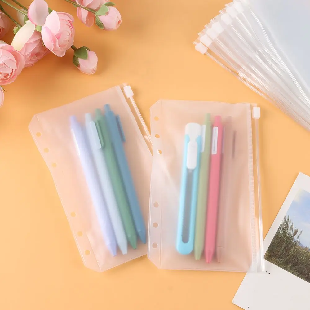 

10pcs PVC Desk Storage School Supplies Business Card Storage Notebook Binder Binder Pockets Clear Zipper Folders A5A6A7