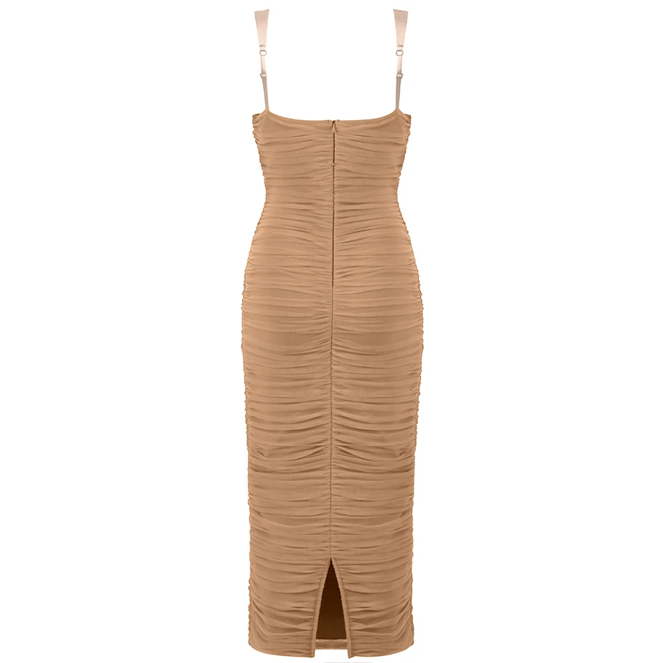 

Adyce 2021 New Summer Women Pink Bandage Dress Sexy Spaghetti Strap V Neck Red Draped Club Celebrity Runway Party Dress Vestidos
