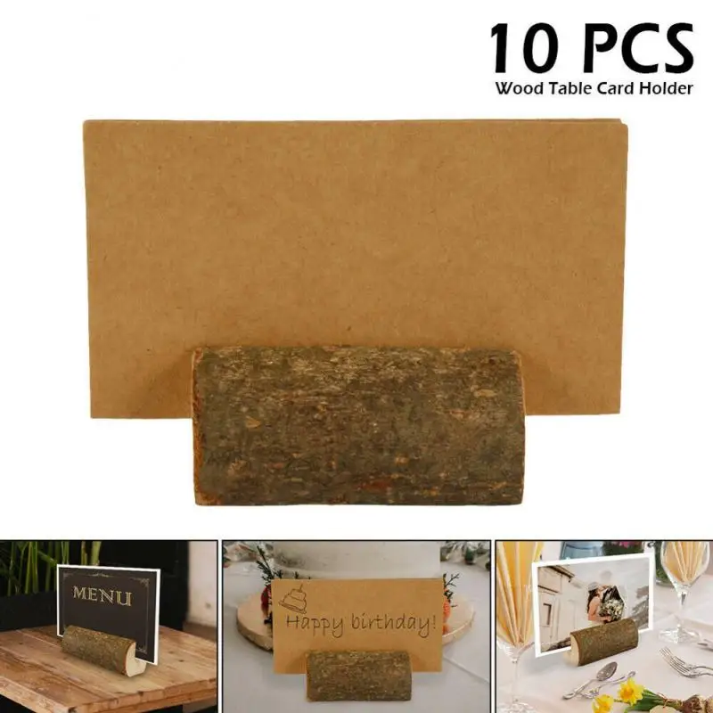 

10PCS Cylindrical Photo Storage Rack Tag Place-Holder Card Storage Holder Natural Wood Memo Holder Home Office Decor Accessories