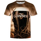 Модная мужская футболка с 3D принтом еды пива улицы гамбургеров и напитков свободная удобная ткань с круглым вырезом мужская одежда