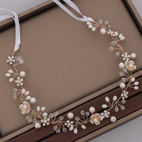 luxury pearl headband wedding hair accessories bridal tiara handmade rhinestone flower wedding headband hair ornaments jewelry