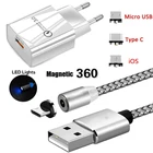 Магнитный кабель Micro USB Тип C для Honor 10 9 8 Lite Honor 8A 8S 8X 8C 6C 7C 7A Pro 8X Max QC 3,0, зарядное устройство для быстрой зарядки