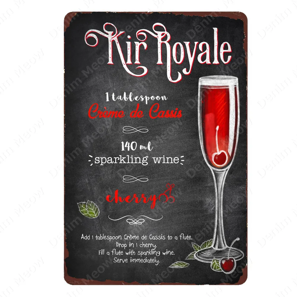 Металлические жестяные вывески для украшения дома Классические коктейли