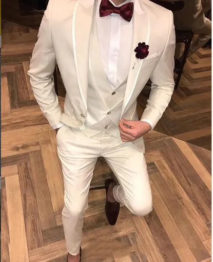 

Handsome Groomsmen Wool blend Groom Tuxedos Mens Wedding Dress Man Jacket Blazer Prom Dinner (Jacket+Pants+Tie+Vest) A111