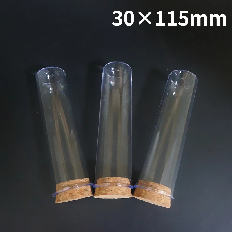 

20 шт./лот 30x115 мм прозрачная пластиковая пробирка с плоским дном и пробкой, прозрачная пробирка, чайная упаковочная трубка с пробкой