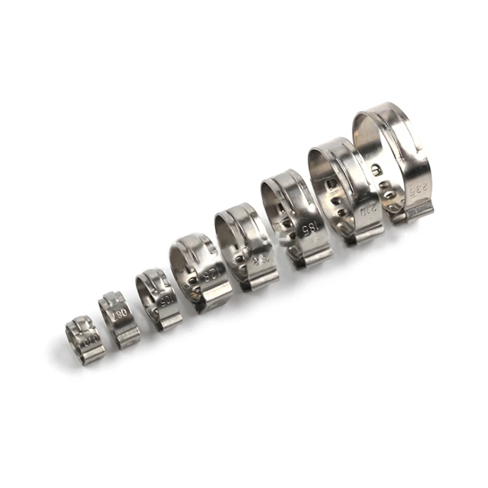 

45/80PCS 304 Stainless Steel Single Ear Stepless Hose Clamps 5.8-23.5mm Hose Clamps Cinch Clamp Rings