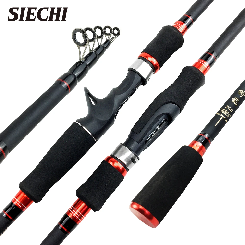 

SIECHI 2021 New 1.8m 2.1m 2.4m 2.7m Carbon Telescopic Carbon Fishing Rod M Power Ultralight Travel Casting Spinning Rod