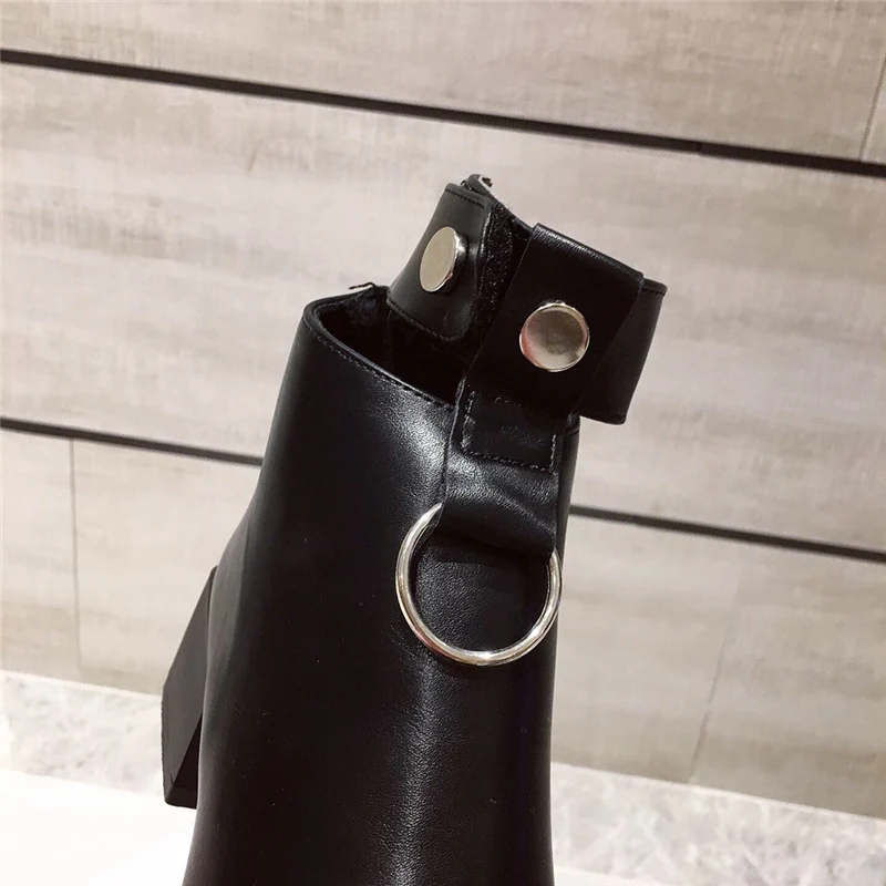 2019 г. Зимние Модные женские ботильоны на низком квадратном высоком каблуке