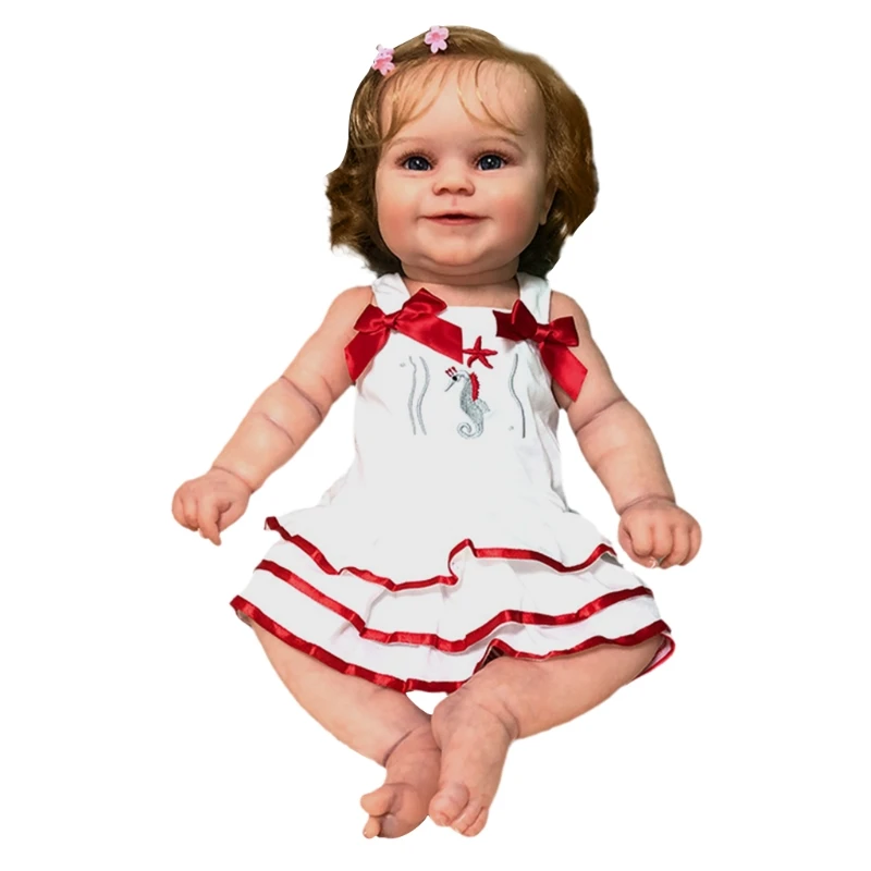 

Мягкая игрушка 60 см, Реалистичная кукла-девочка с улыбающимся лицом, Реалистичная развивающая кукла-реборн из бутика, коллекция, подарок дл...