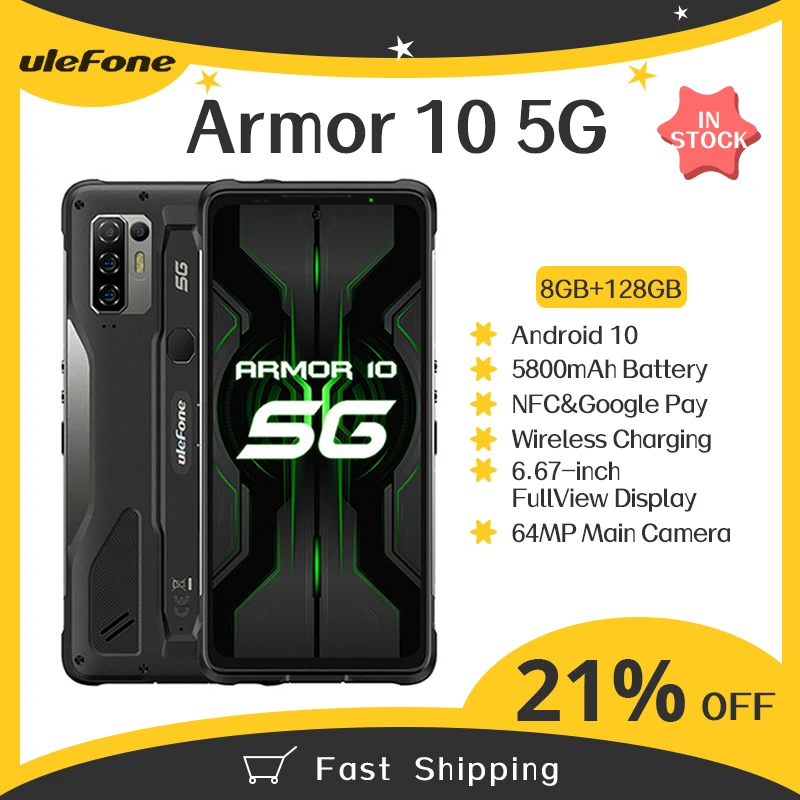 Смартфон Ulefone Armor 10 защищенный 5G дюйма мобильный телефон 8 ГБ + 128 на базе Android IP68