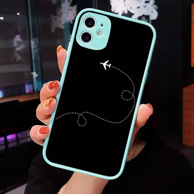 

World Map Travel Phone Case For iPhone 12 11 Mini Pro XR XS Max 7 8 Plus X Matte transparent blue Back Cover