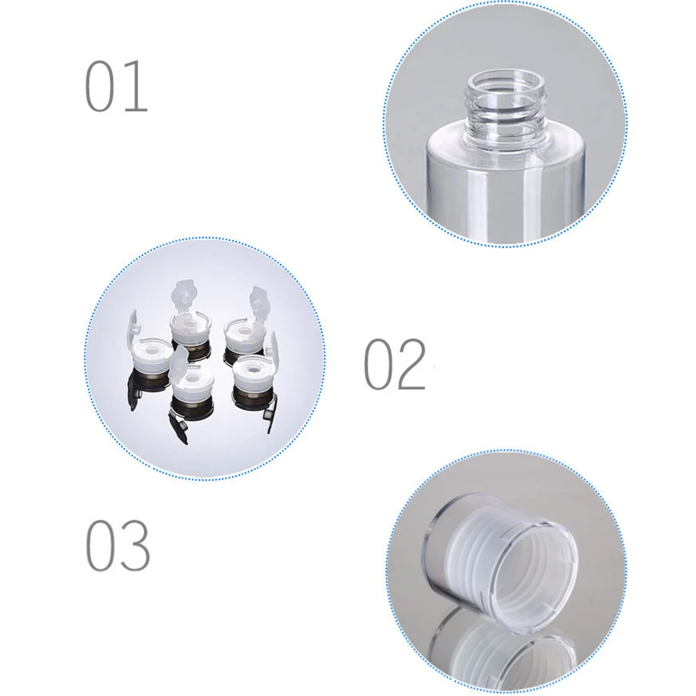 Refillable Empty Screw Lids Plastic Clear Shampoo Toner Top Essential Oil Lotion Body Wash Travel Home Container Bottles