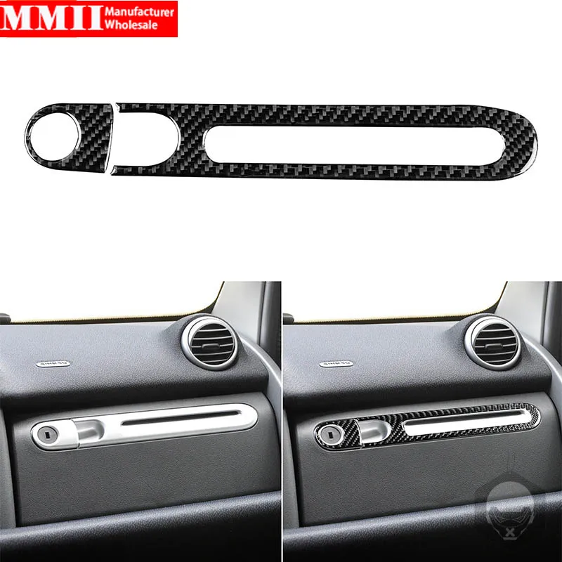 For Benz Smart Fortwo 451 Coupe Cabrio Pure Pulse Passion 2011 2012 2013 2014 2015 Carbon Fiber Glove Box Handle Trim Stickers