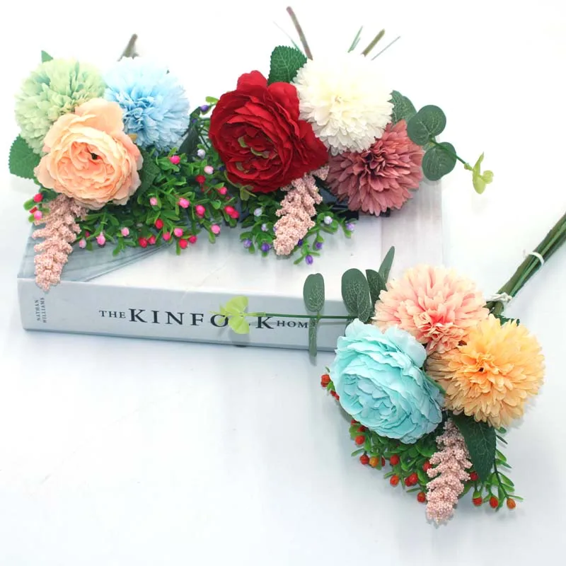 1 букет из 7 видов искусственных пионов Гортензия Шелковый искусственный цветок