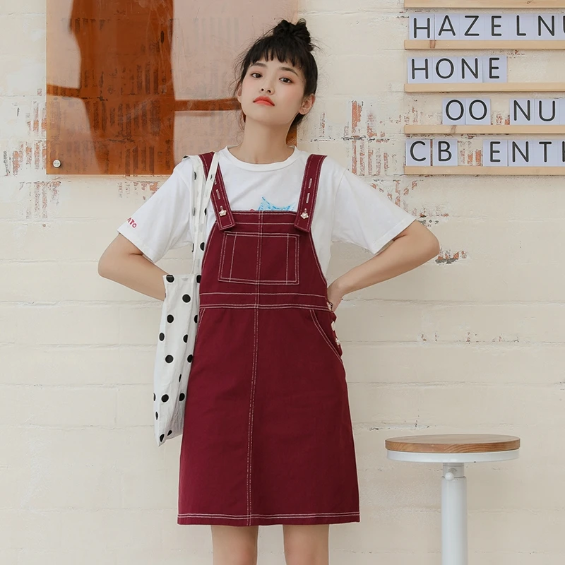 

Denim Brace Dress Women's Small Slim Fit Sweet Versatile Spring and Summer 2021 New Retro Student College Style
