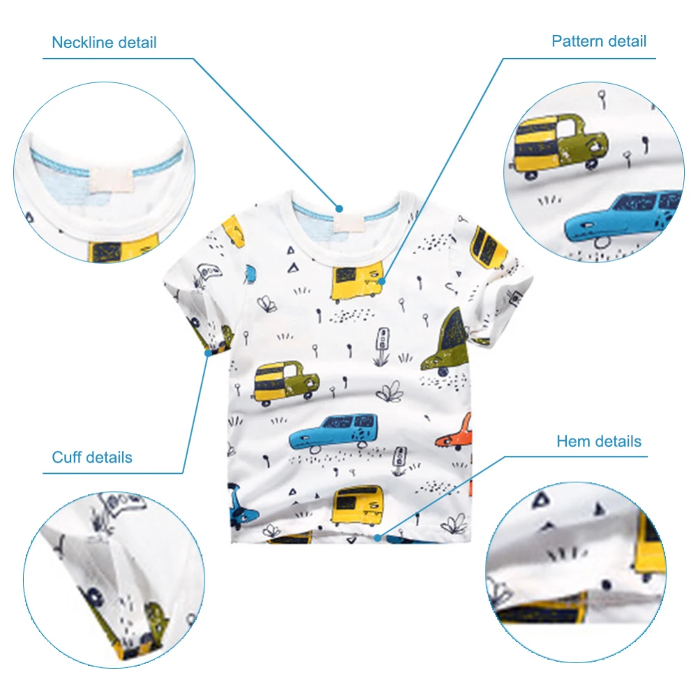 Летняя детская с коротким рукавом хлопковая Футболка Красочные динозавр лесной