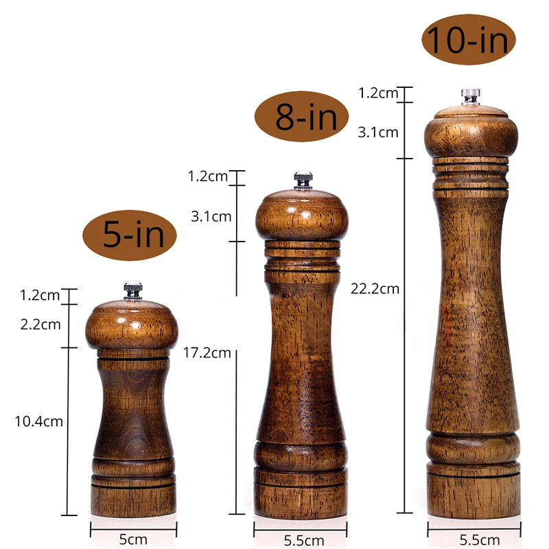 Мельница для перца 5 &quot8" 10 " мельница соли и из твердой древесины деревянная с