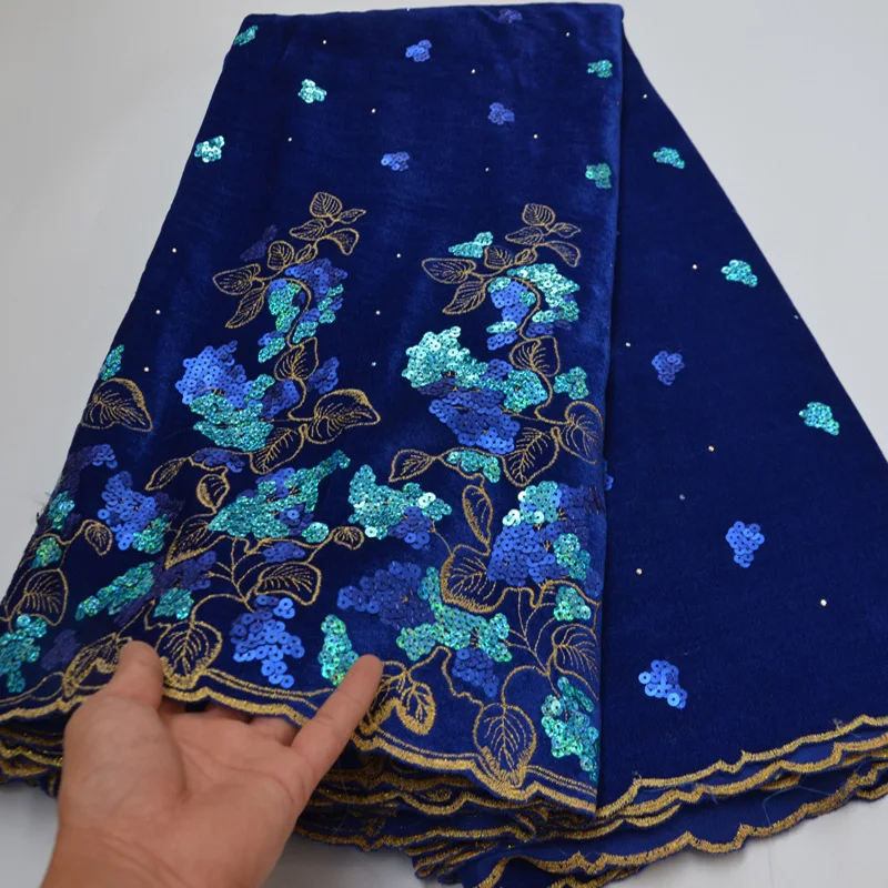 (5 ярдов/шт.) Мягкая африканская Бархатная сетчатая кружевная ткань с блестящими