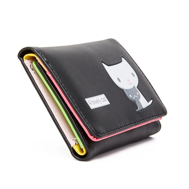 

Women's Wallet Cartoon Animal Tri-fold Buckle Female Cute Pu Leather Solid Color Coin Purses Ladies Card Holder Mini Clutch Bag