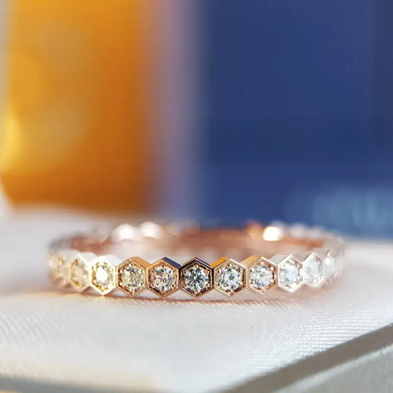 NPKDS Chic Design Exquisite Tiny Honeycomb Rings for Women Stackable Rose Gold Color Wedding Party Tail Ring Trendy Jewelry | Украшения и