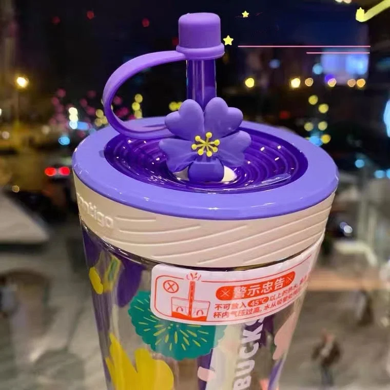 저렴한 스타 아빠 로고 컵 2021 여름 체육관 워터 컵 스포츠 휴대용 컵 사쿠라 크라운 카와이 병 여신 밀짚 컵 커피 머그잔