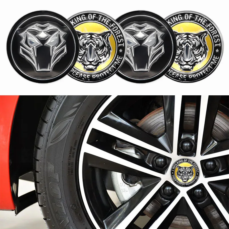 

4Pcs Wheel Center Hub Cover 56mm Logo Sticker for Tiger head-LOGO Personalized modification stickers，wheel hub center sticker