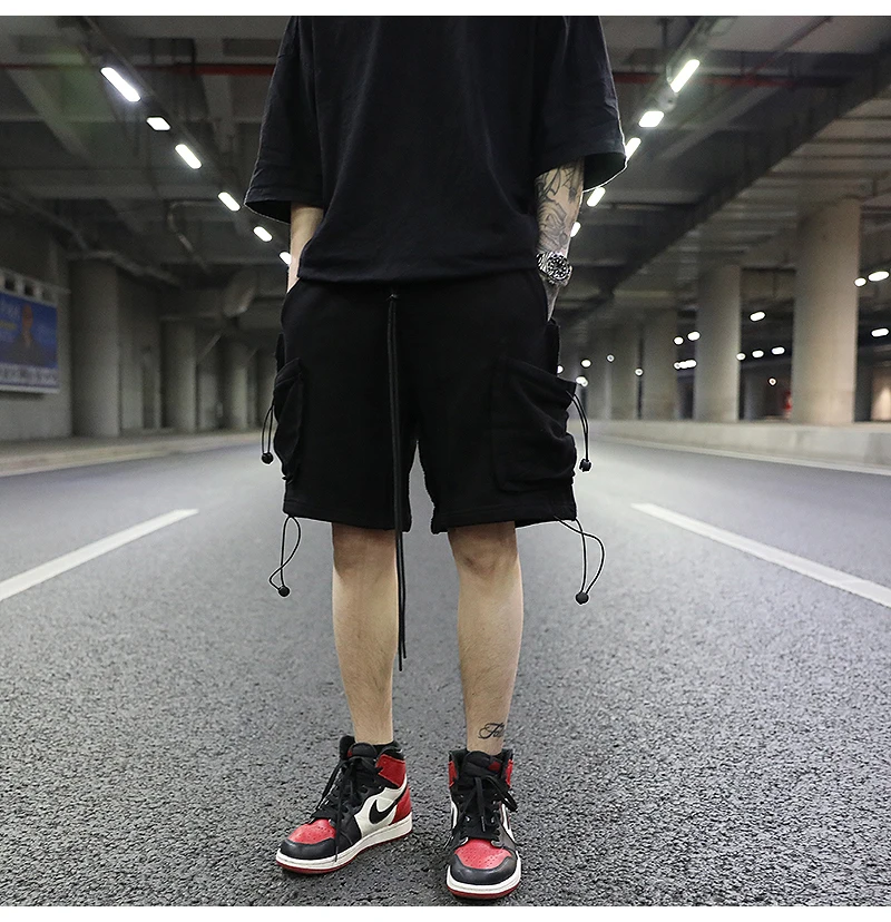 Мужские повседневные махровые шорты в уличном стиле с отстрочкой и карманами из