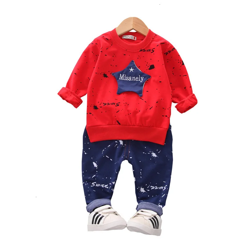 Комплекты одежды для маленьких мальчиков весенне-осенние хлопковые топы