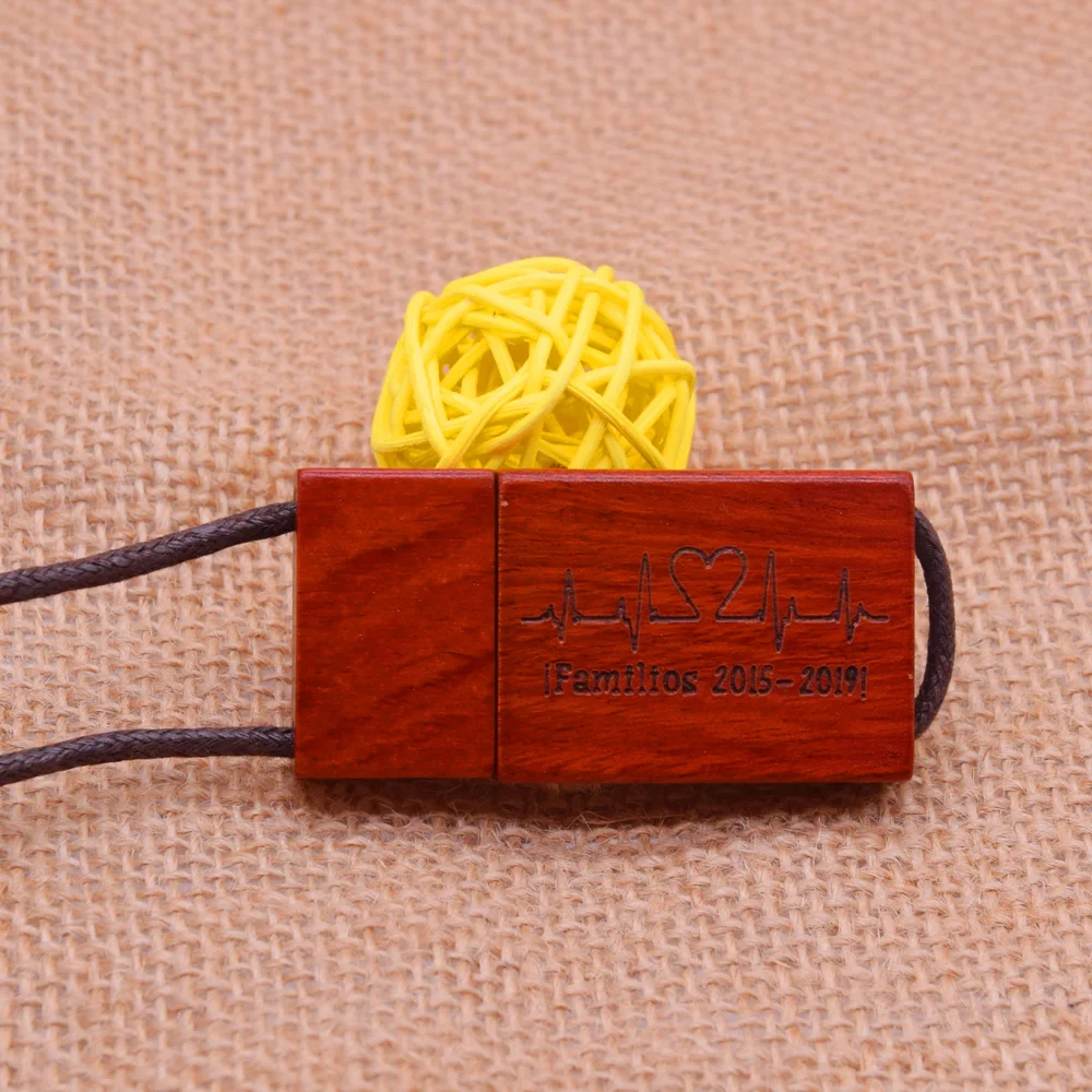 DIY логотип высокоскоростной квадратный деревянный с веревкой USB флэш-накопитель 3