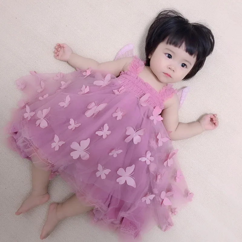 

Butterfly Girl Dress 2020 New Style Wings Purple Pink Princess Dress for Girls Baby Clothes 1-6Y YY001