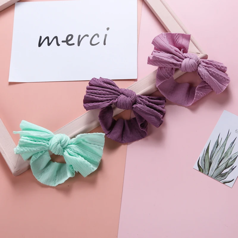 

Baby Headband Nylon Girls Big Bows Hairbands Soft Infant Jacquard Head Wrap Traceless Children Princess Turban Bandage 27 Colors