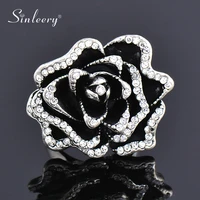 sinleery 2021 new arrival solid big black flower rings for women ring on finger vintage jewelry for women zd1 ssk