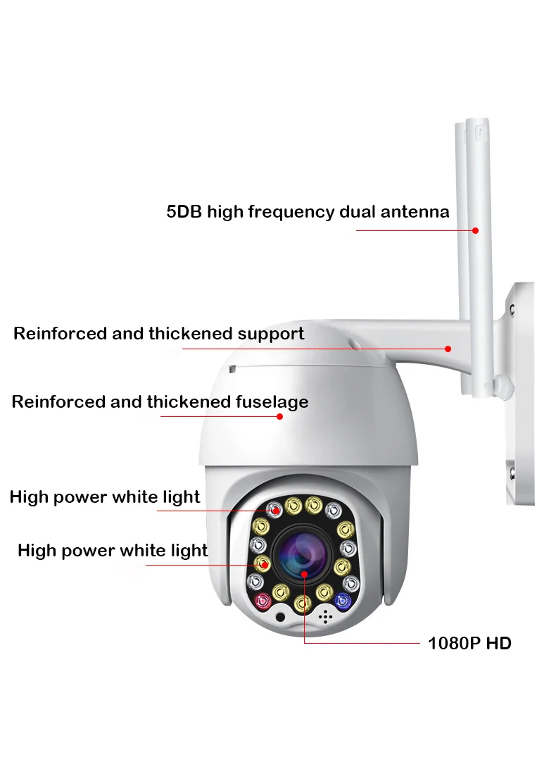 17 светодиодный открытый сигнал движения 2MP ip-камера WiFi 4X цифровой зум двойная антенна скоростная купольная камера с сиреной светильник Облачное хранилище