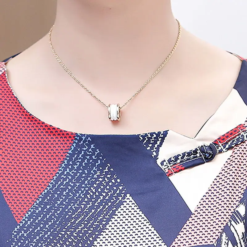 

Plus Size 2021 Summer Women T-shirt Vintage Print real silk Short Sleeve Women T Shirt Middle-aged Mother Clothes Female Tops