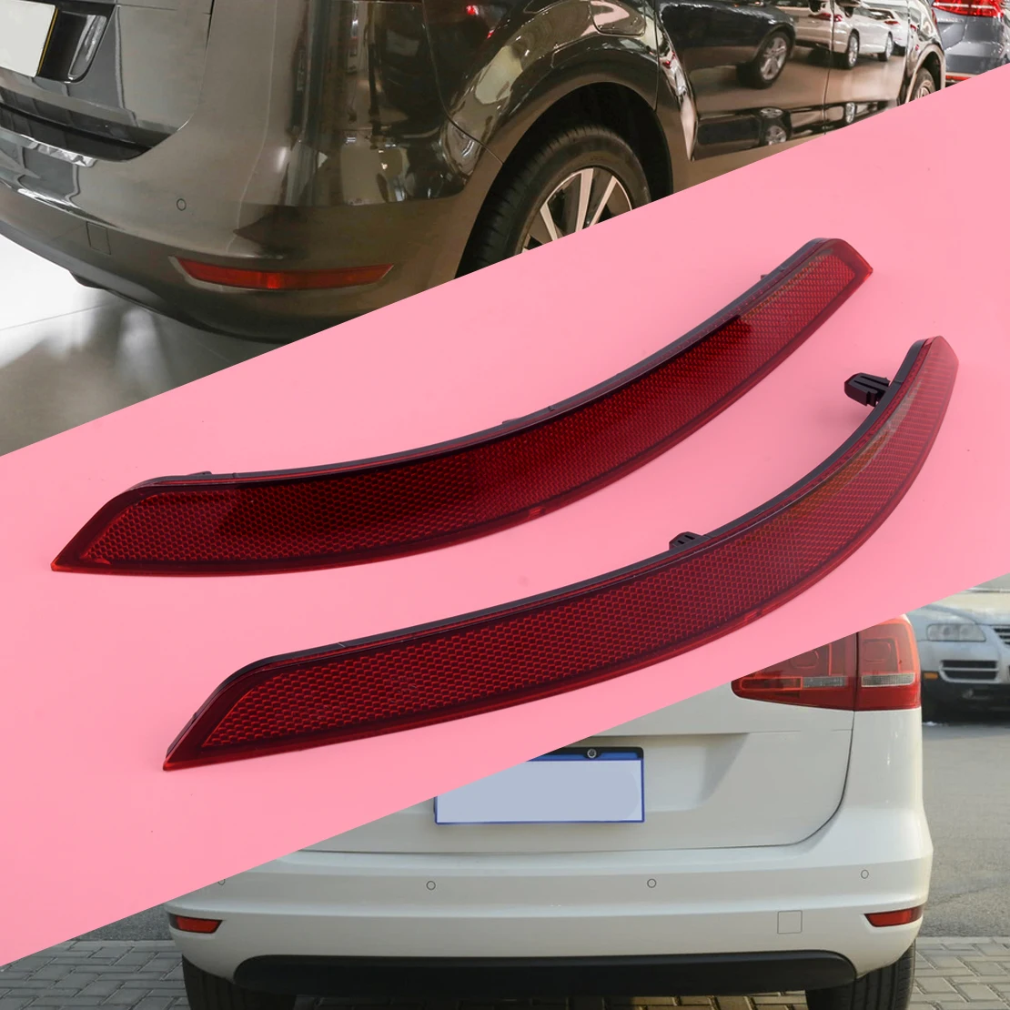 

CITALL 2PCS 7N0945105B Car Rear Bumper Lower Reflector Fit for VW Sharan 2011 2012 2013 2014 2015 2016