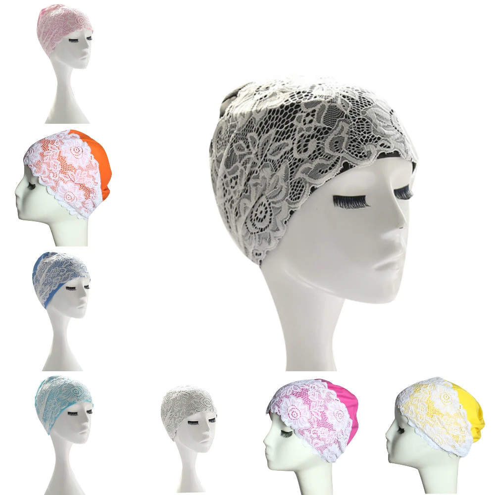 Горячие пружины Плавательная шапочка кружевные водонепроницаемые Модные