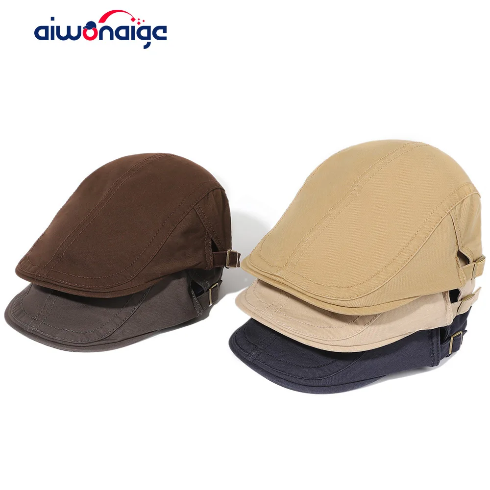 

2021 High Quality Brand Knitted Beret Caps Outdoor Sun Breathable Flat Hats Womens Mens Cap Solid Color Adjustable Snapback Hat