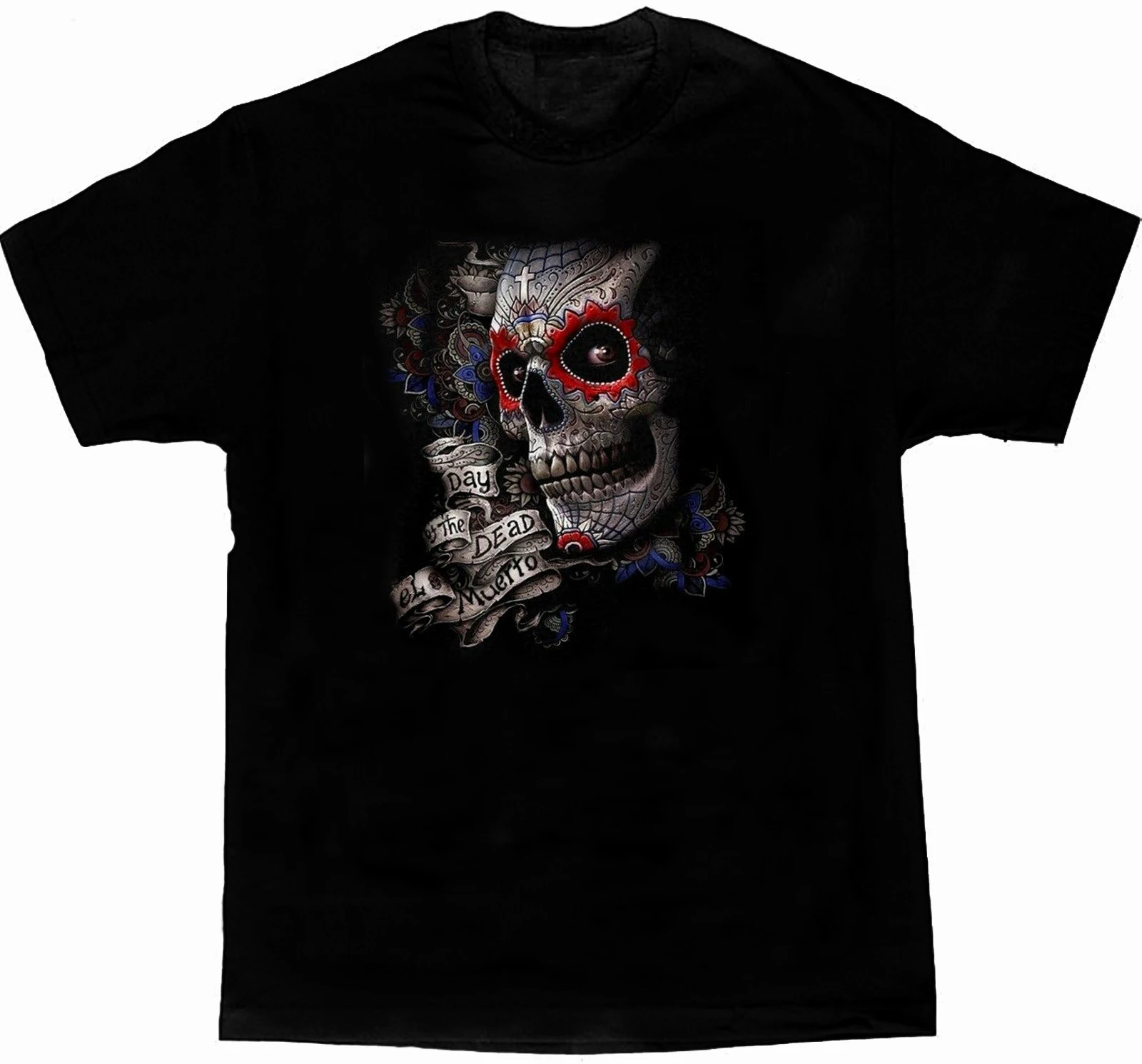 

Chicano Skull Tattoo Punk Rock Gothic Biker Grunge T-Shirt. Summer Cotton Short Sleeve O-Neck Unisex T Shirt New S-3XL