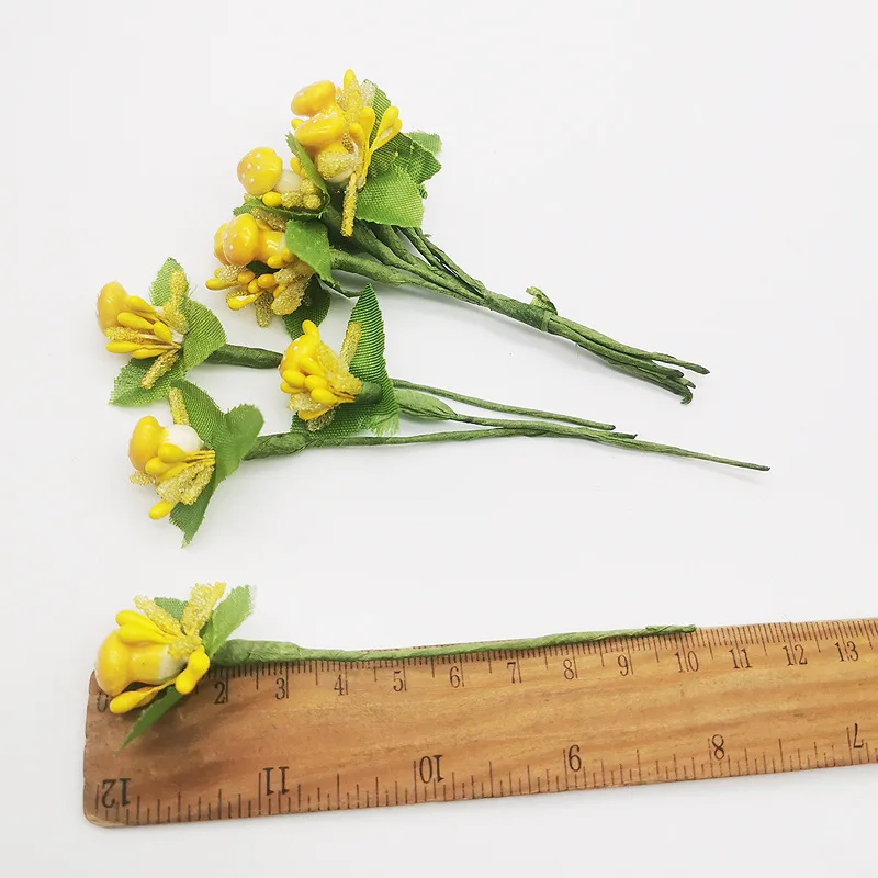 Новинка 10 шт./лот искусственный стемен гриб бутон букет листьев цветок для дома