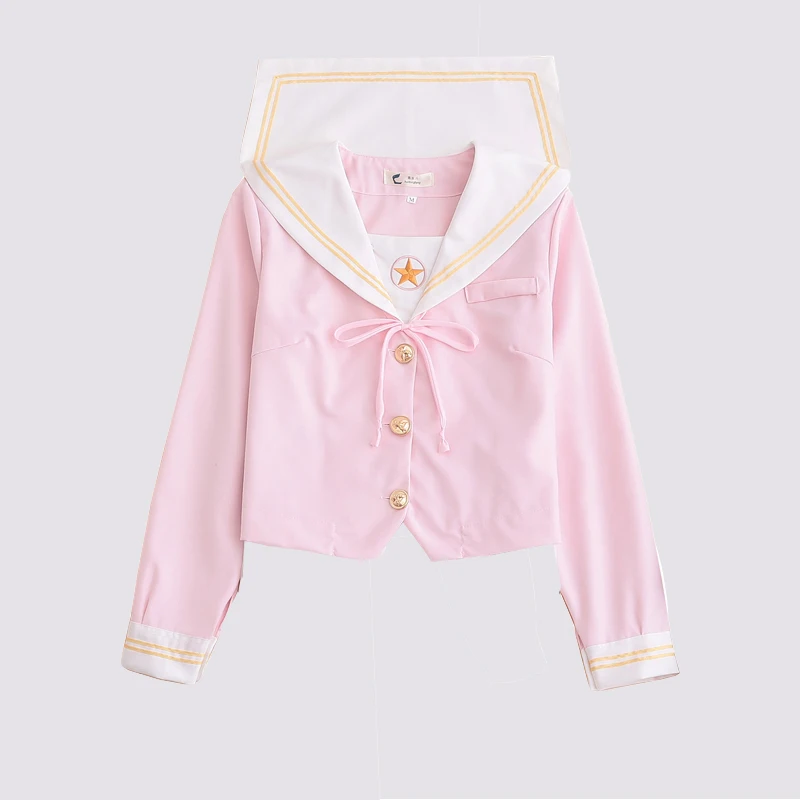 Long Sleeve Top Uphild светло-розовый Японский Школьная форма JK спортивная форма матросский костюм колледж Ветер костюм Женская Студенческая форма s-xxl - Цвет: Long Sleeve Top