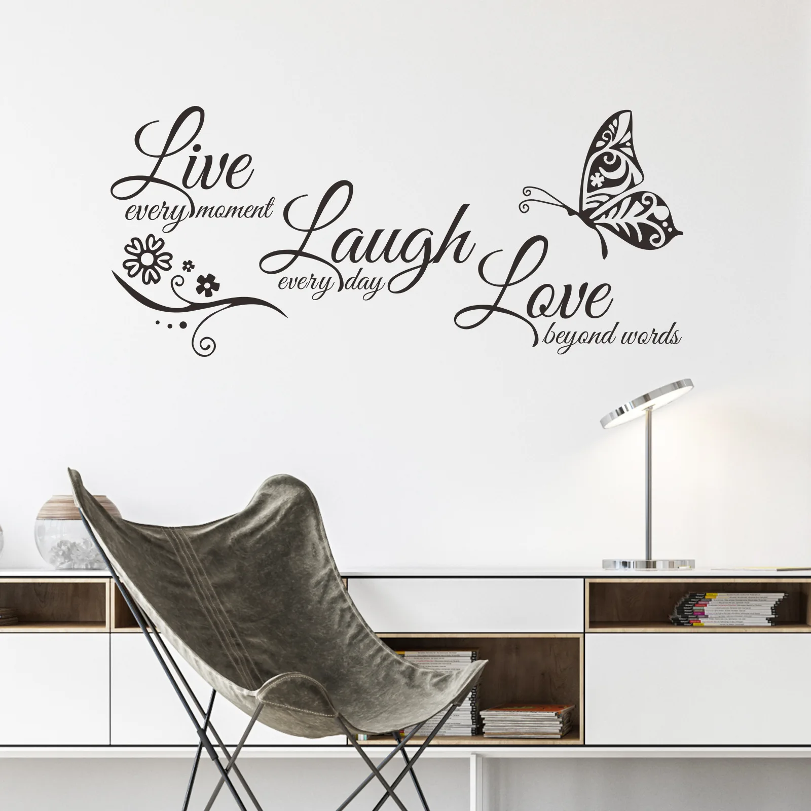 

DIY English Letter Slogan Wall Stickers Floral Butterfly Wall Decal Modern Home Decoration Sticker for Bedroom Living Room