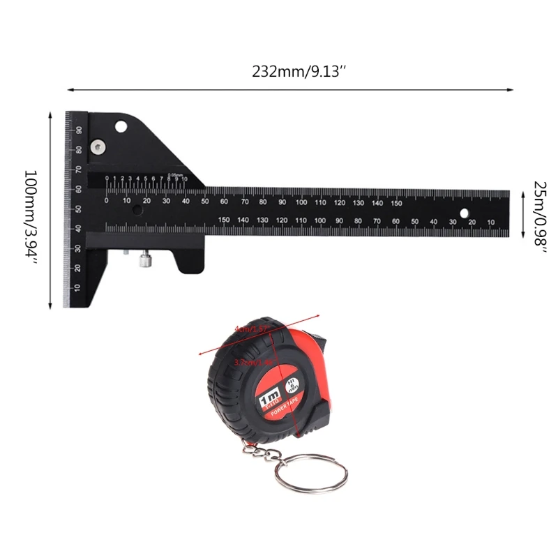 

Aluminum Alloy Scale Metric Measure Scribing Ruler T Shape Woodworking Carpentry Marking Tool Line Drawing Ruler Tape Measure