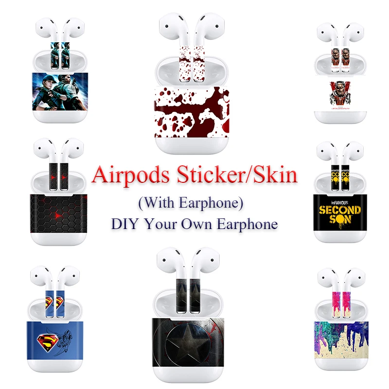 Для Apple AirPods 2 Наушники стикер Наушники DIY индивидуальная Наклейка виниловая камуфляжная Кожа Беспроводная зарядка наклейка на коробку