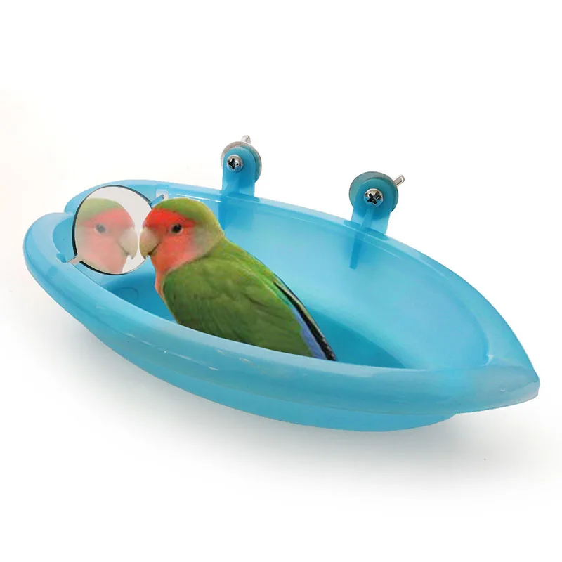 

Pets Small Birds Toy Parrot Bathtub with Mirror Bath Shower Cleaning Bowl FBS889