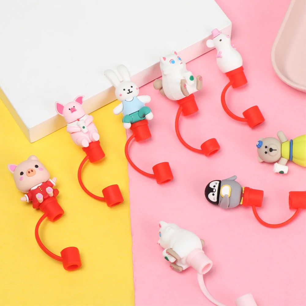 1PC Cute Reusable Silicone Straw Plug Creative Splash Proof Airtight Drinking Dust Cap Cartoon Plugs Cover Cup Accessories | Дом и сад