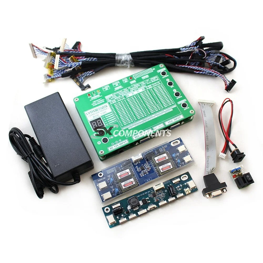 

Monitor Laptop TV LCD / LED Panel Tester 60 Programs w/ VGA DC Cables Inverter LED Board 12v 4a Adapter lvds lcd Tester tool