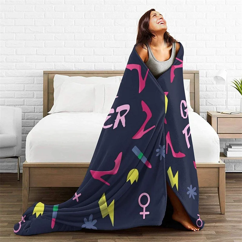

Girls Power Soft Plush Gift Flannel Microfiber Fleece Bedspread Sherpa 3D-Printed Blanket Couch Bedroom Decorative